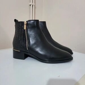 Biba Black Heeled Boots with Gold Accents